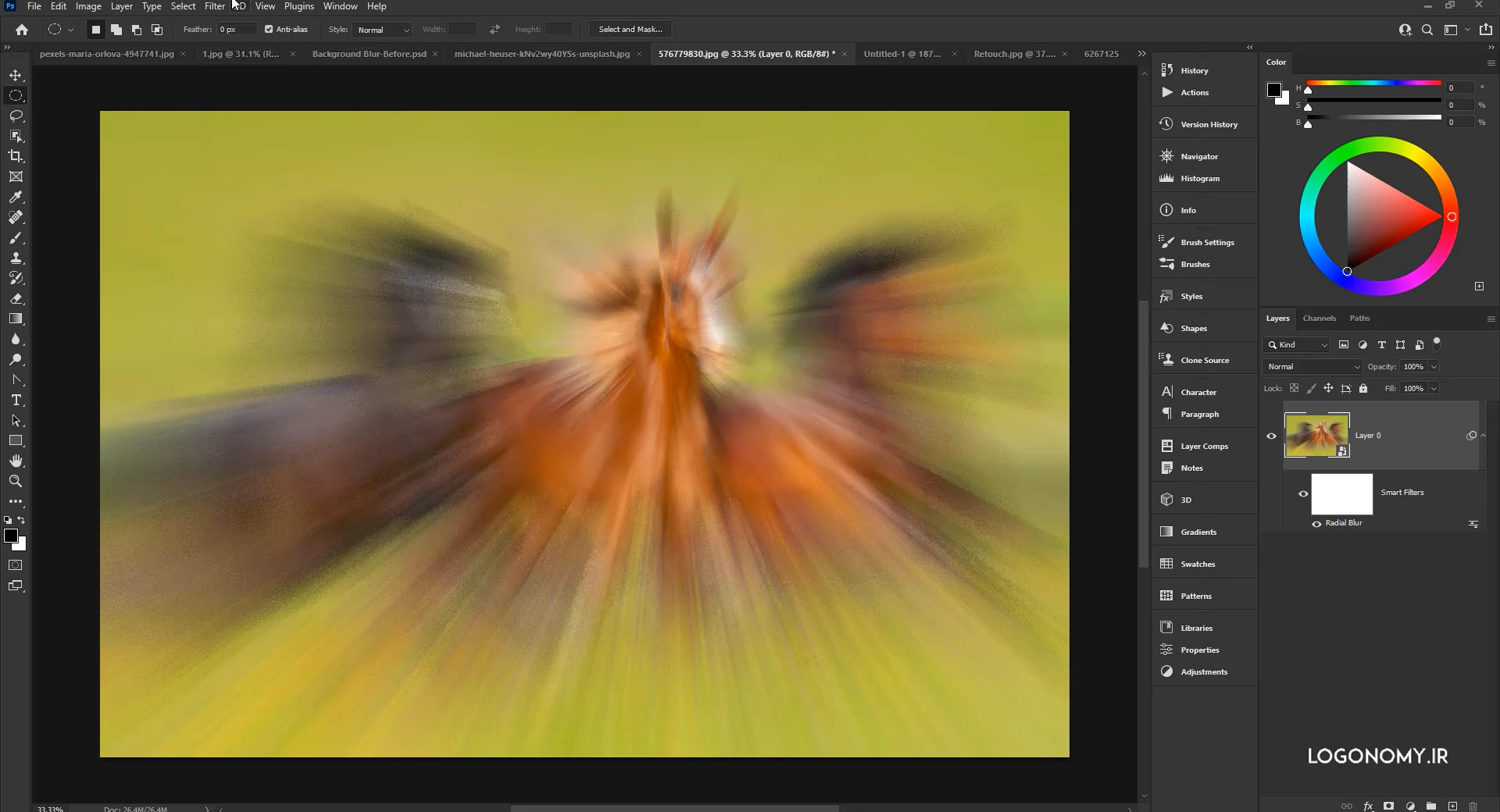 تار کردن تصاویر با فیلتر بلر (blur) در برنامه فتوشاپ (Photoshop)